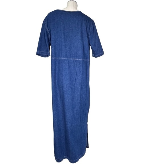 VTG BLUE CACTUS Aztec Short Sleeve Maxi Denim Dress and Jacket Women's Size 1X - Picture 4 of 16